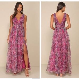 Lulu's Pink and Purple Maxi Dress